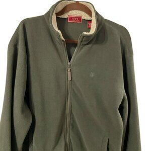 Izod Men’s  Large Forest Green Full Zip Sport Jacket  Fleece Pockets